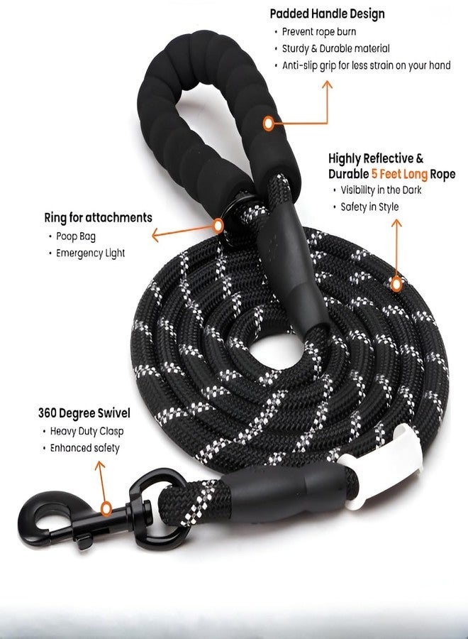 CRAZYABBS Heavy Duty Nylon Dog Leash | Anti Slip Padded Handle Long Dog Leash | Highly Reflective Leash for Dogs | Dog Rope for Medium & Large Dogs | Dog Training Leash - Image 2